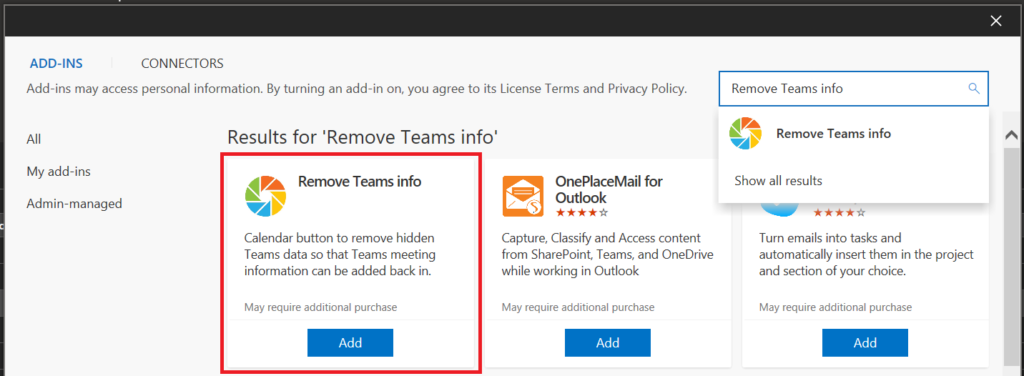 Remove Microsoft Teams conferencing information from meeting