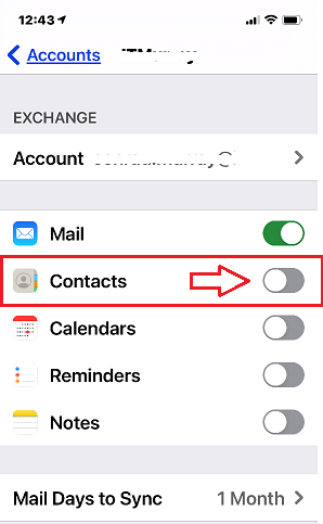 de-select the Sync Contacts option on an Account