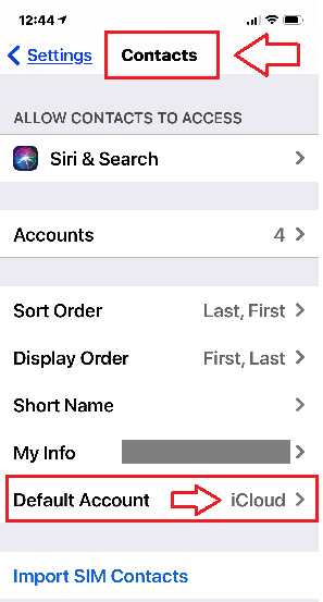 Set Default Account for Contacts